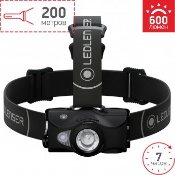 Аккумуляторный налобный фонарь LED LENSER MH8 черно-серый